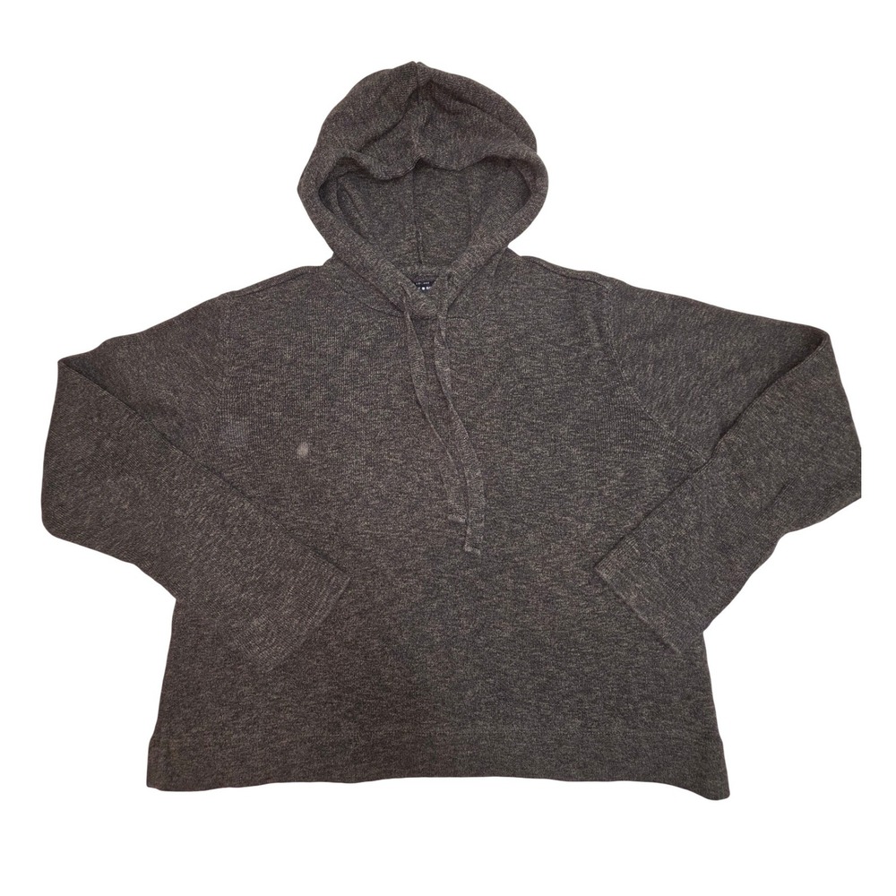 Lucky Brand M Charcoal Grey Marl 100% Cotton Knit Pullover Hoodie Sweater